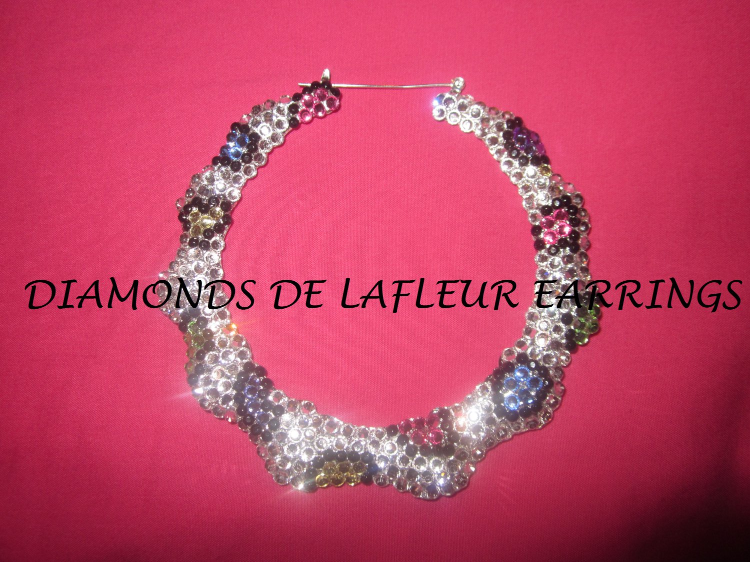 Swarovski Cheetah Bamboo Hoop Earrings Large Size like Basketball Wives