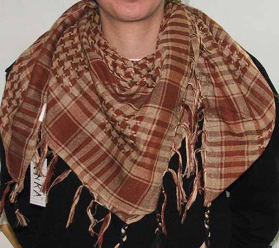 Plaid Check Scarf Brown and Tan Arafat