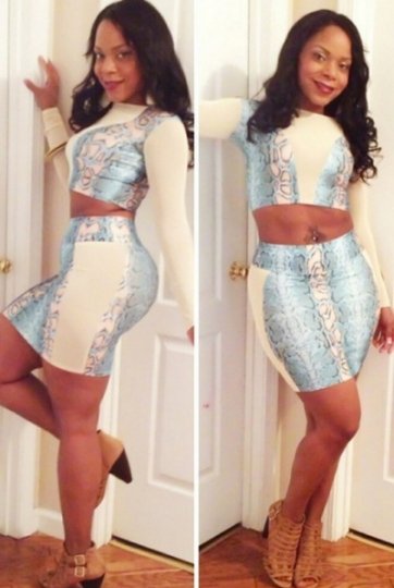 Sky Blue Snakeskin High Waisted Skirt Set