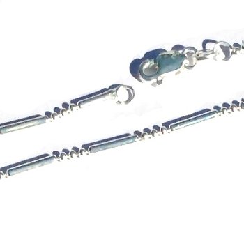 Sterling Silver 18 inch bead and tube 2mm Neckchain Necklace
