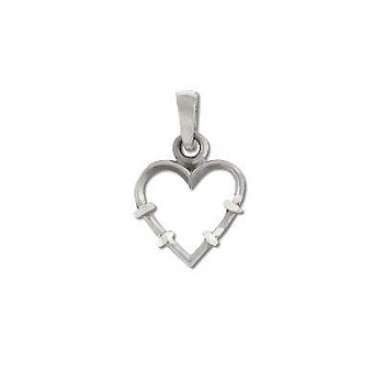 Sterling Silver Diamond Cut Heart with Thorns Pendant