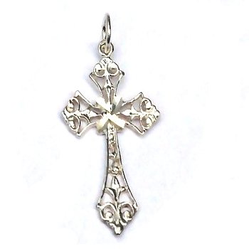 Sterling Silver Diamond Cut Filigree Cross Pendant