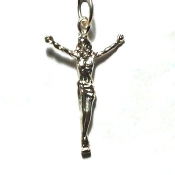 Sterling Silver Jesus Corpus Diamond Cut Pendant