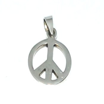 Sterling Silver 3/4 Inch Peace Sign Charm Pendant