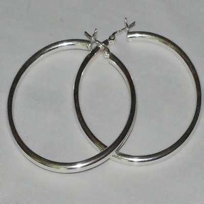 Sterling Silver Italian Pin Catch Hoop Earrings