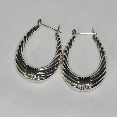 Sterling Silver Pair Shrimp Hoop Earrings