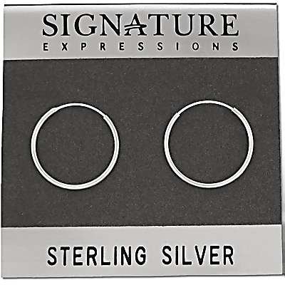 Pair of 925 Sterling Silver 20mm x 1.5mm Endless Hoop Earrings