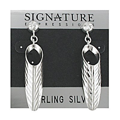 Sterling Silver Diamond cut Half Cone Dangle Post Earring