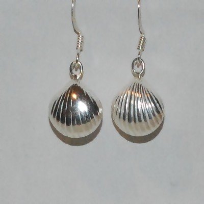 Sterling Silver Puffed SeaShell dangle earrings