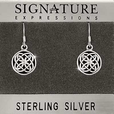 Sterling Silver Celtic Shield Knot Filigree Dangle Earring