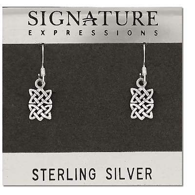 Sterling Silver with a small rectangle celtic dangle earrings