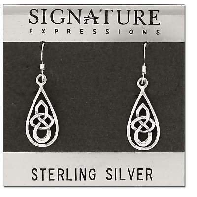 Sterling Silver Celtic Triquetra Drop Earrings