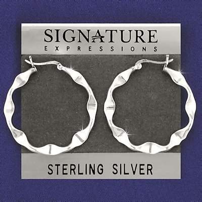 Sterling Silver Twisted Wavy Ribbon Hoop Earrings