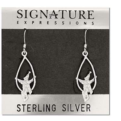 Sterling Silver Clown On Swing Dangle Earrings