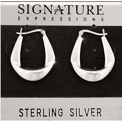 Sterling Silver Single Fold Wedge Hoop Earrings