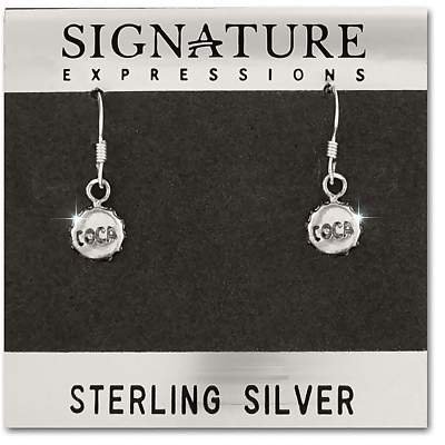 Sterling Silver Coca Bottle Cap Earrings