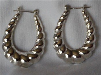 Sterling Silver Pair Shrimp Hoop Earrings