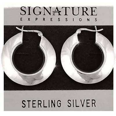 Sterling Silver Round Wide Puffed Hoop Earrings