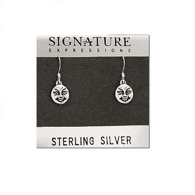 Sterling Silver Round Smiling Face Dangle Earring