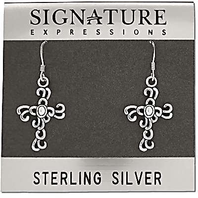 Sterling Silver Filigree Cross Dangle Earring