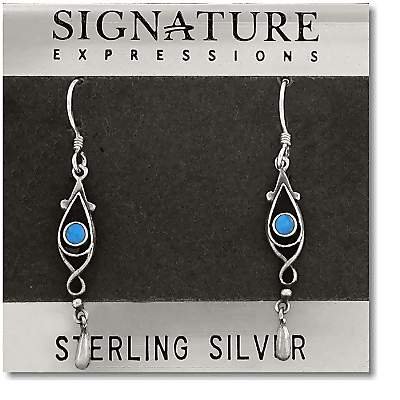 Sterling Silver Tear Drop Dangle Earrings with Turquoise