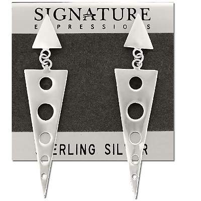 Sterling Silver Long Triangle Geometric Earrings