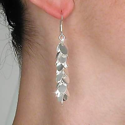Sterling Silver Earring with clear disc Dangles
