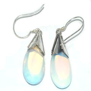 Sterling Silver Bali Hand-Made MoonStone TearDrop Earrings