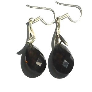 Sterling Silver Black Onyx with Smokey tint Dangle Earrings