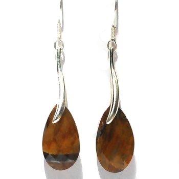 Sterling Silver Tiger Eye Dangle Earrings
