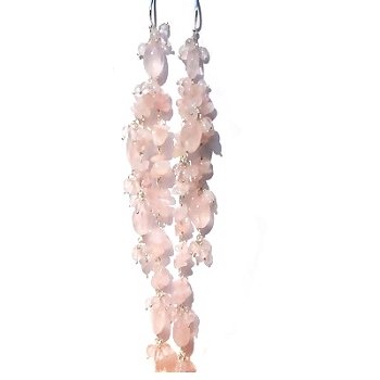 Sterling Silver Rose Quartz Long Dangle Earrings