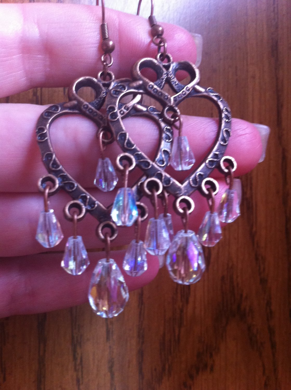 Bold & Beautiful Copper Chandelier Heart Earrings