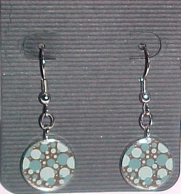 Retro Blue and Brown Bubble Earrings (Pierced Ears)