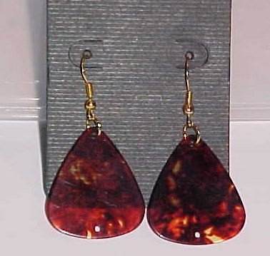 Hot Rocker Chick Guitar Pick Earrings- Crimson (Pierced Ears)