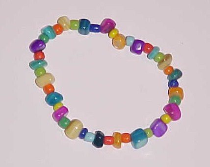Candy Colored Beaded Stretch Bracelet No.1 6 - 6.5 inches