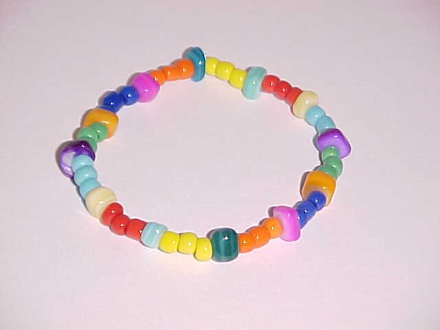 Candy Colored Beaded Stretch Bracelet No.2 6 - 6.5 inches