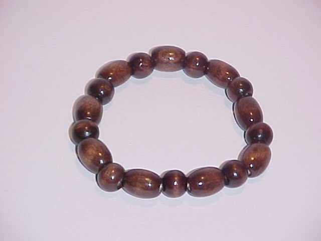 (SOLD) Earthy Dark Brown Beaded Wooden Stretch Bracelet 7.5 - 8 inches