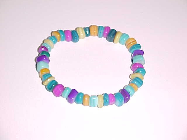 Candy Colored Beaded Stretch Bracelet No.3 6 - 6.5 inches