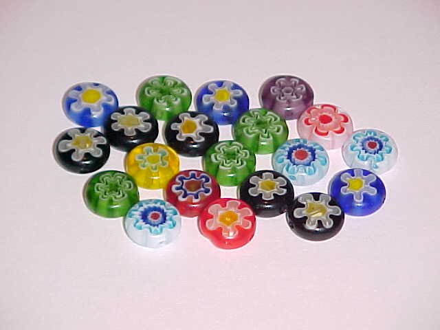 (SOLD) 1 Lot of 20 Mixed Millefiori Coin Beads 10mm