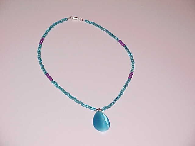 Multi-Faceted Glass Turquoise Pendant Necklace