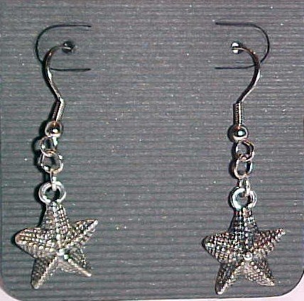 Silver-Tone Starfish Earrings (Pierced Ears)