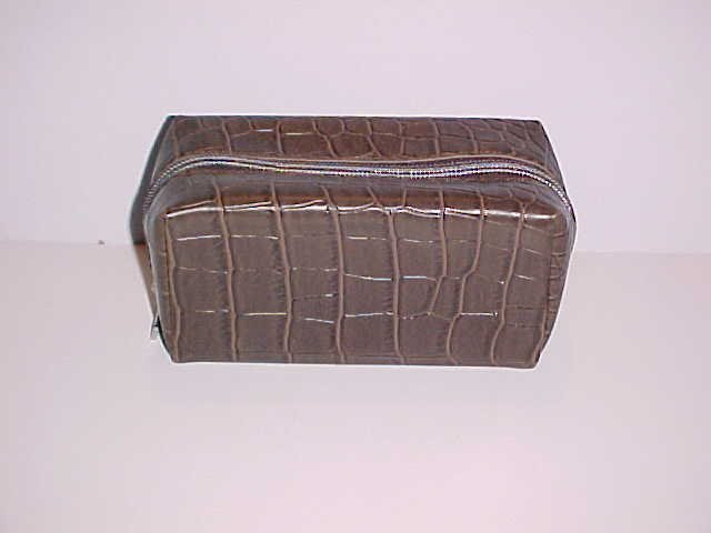 (SOLD) Brown and Tan Michael Kors Faux Alligator Skin Eyeglass/Sunglass Case With Cleaning Cloth