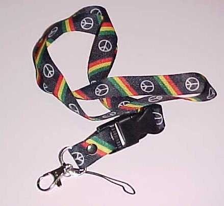 (SOLD) Rasta Peace Lanyard ID & Keychain Holder