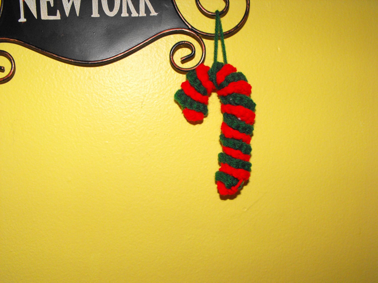 Crocheted Red and Green Candy Cane Christmas Tree Ornament