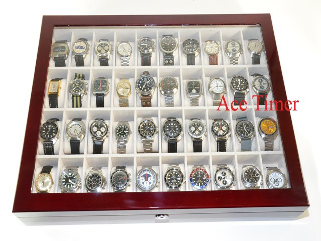 40 Watch (Premium Series) 1 Level Rosewood Display Storage Case Box + Cloth