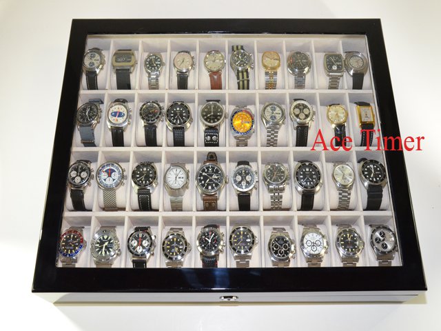 40 Watch (premium Series) 1 Level Black Lacquer Display Storage Case Box + Gift