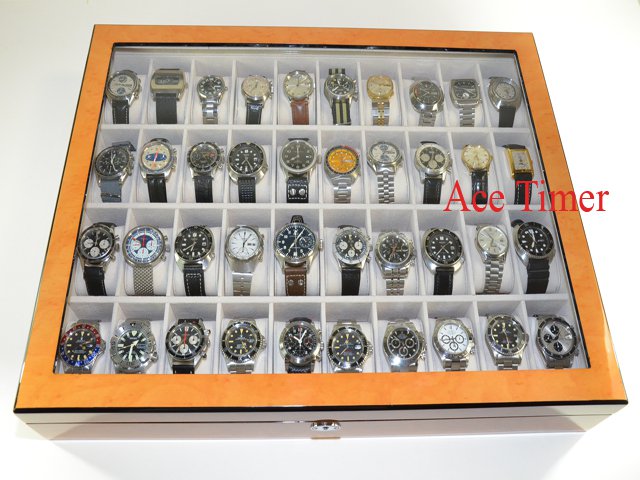 40 Watch (Premium Series) 1 Level Bird's Eyes Maple Display Case Box + Gift