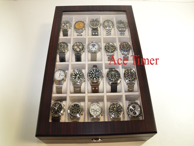 20 Watch (Premium Series) 1 Level Ebony Display & Storage Case Box + Gift