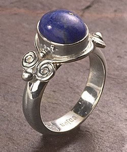 Sterling Silver Round Lapis Ring FREE SHIPPING