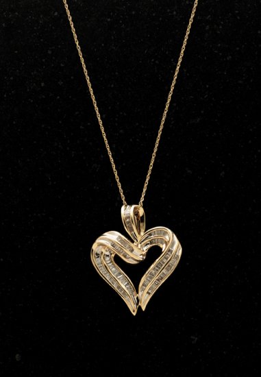10kt Gold Baguette Diamond Pendant FREE SHIPPING